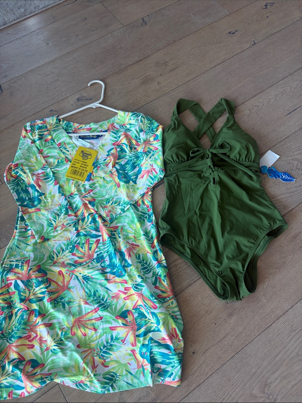 Green One-Piece Swimsuit with cover up
